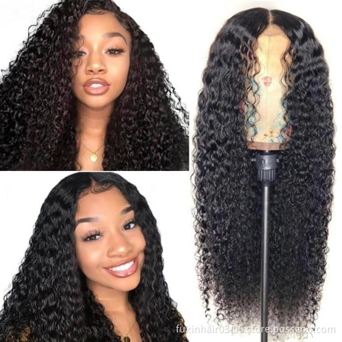 Hd 13*4 Lace Full Frontal African Kinky Curly Wig Human Hair Wholesale Transparent Human Hair Lace Front Women's Wig Water Wave